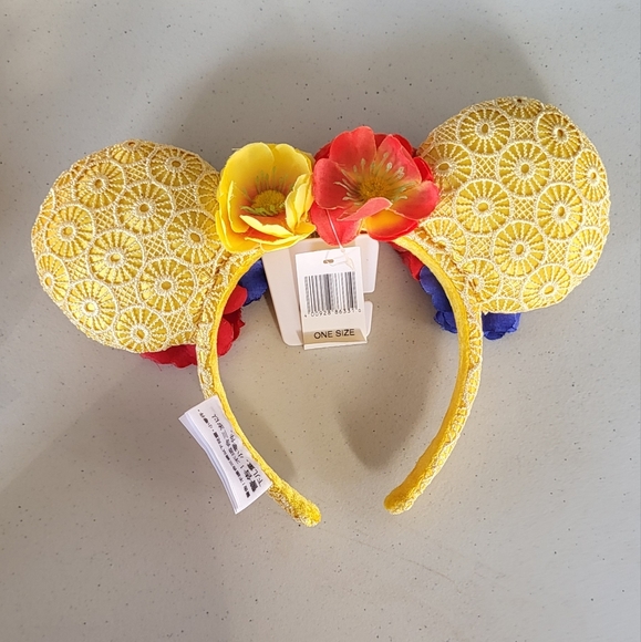 Disney Ear Headband - Minnie Mouse - Floral Lace And Poppies - Picture 2 of 2
